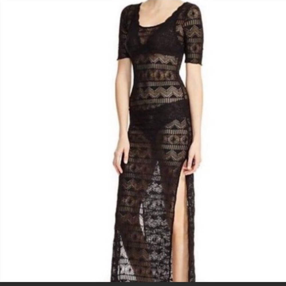 Intimately Free People Too Cool Sheer Maxi Crochet Dress Black Size M - Like New